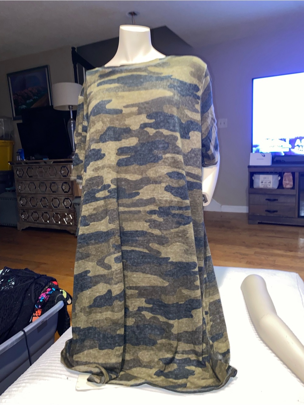 Lucky Brand Olive & Navy Camo Knit Top